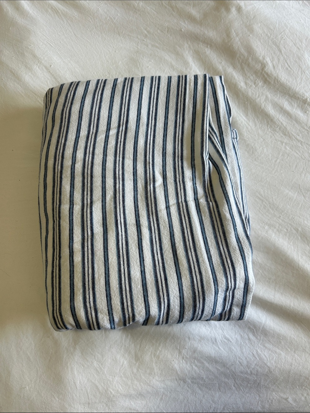 Flat sheet only Striped Blue and White Cotton Bedding - Classic Stripe Design